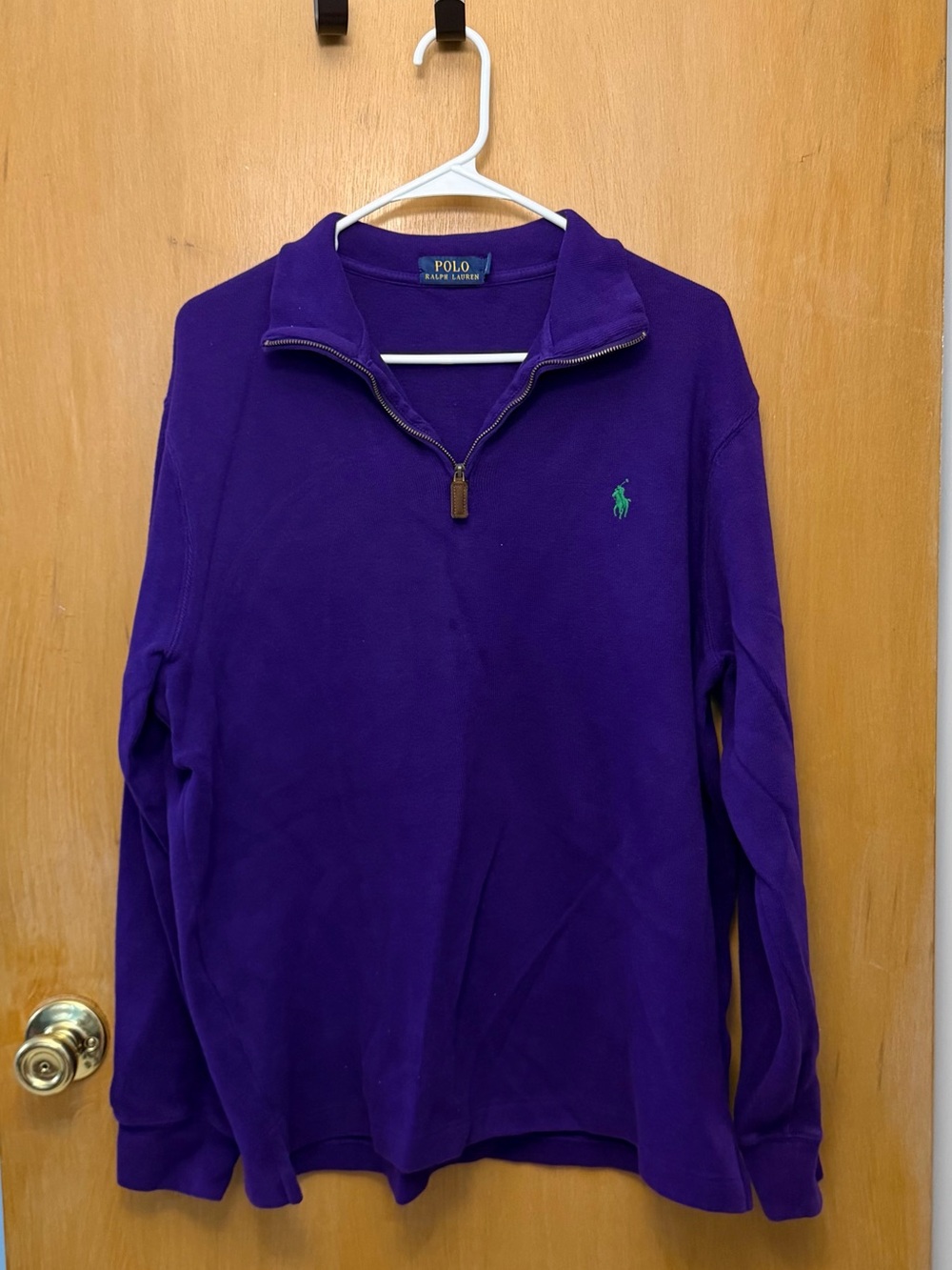 Ralph Lauren Purple Quarter-Zip Pullover with Green Pony